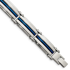 Chisel Stainless Steel Polished Blue IP-plated 8.5 inch Link Bracelet SRB2953-8.5