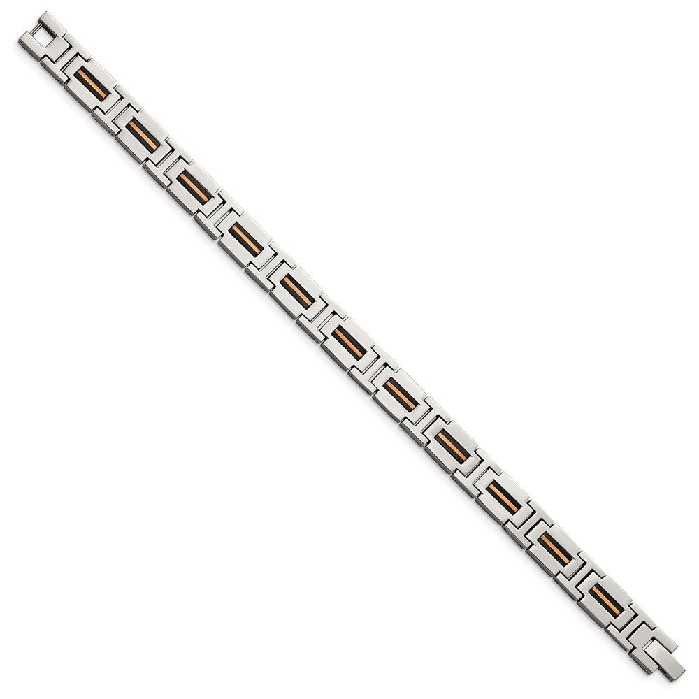 Chisel Stainless Steel Polished Black and Rose IP-plated 8.5 inch Link Bracelet SRB2957-8.5