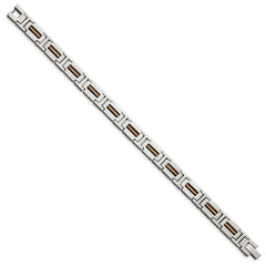 Chisel Stainless Steel Polished Black and Rose IP-plated 8.5 inch Link Bracelet SRB2957-8.5
