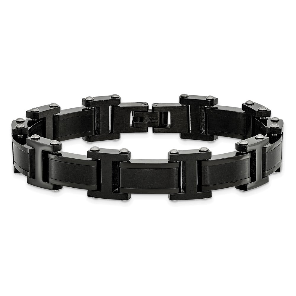 Chisel Stainless Steel Brushed and Polished Black IP-plated 8.25 inch Link Bracelet SRB2959-8.25