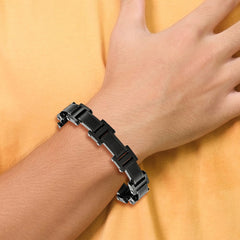 Chisel Stainless Steel Brushed and Polished Black IP-plated 8.25 inch Link Bracelet SRB2959-8.25