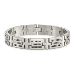 Chisel Stainless Steel Brushed with Polished Beads Inlay 8.5 inch Link Bracelet SRB3012-8.5