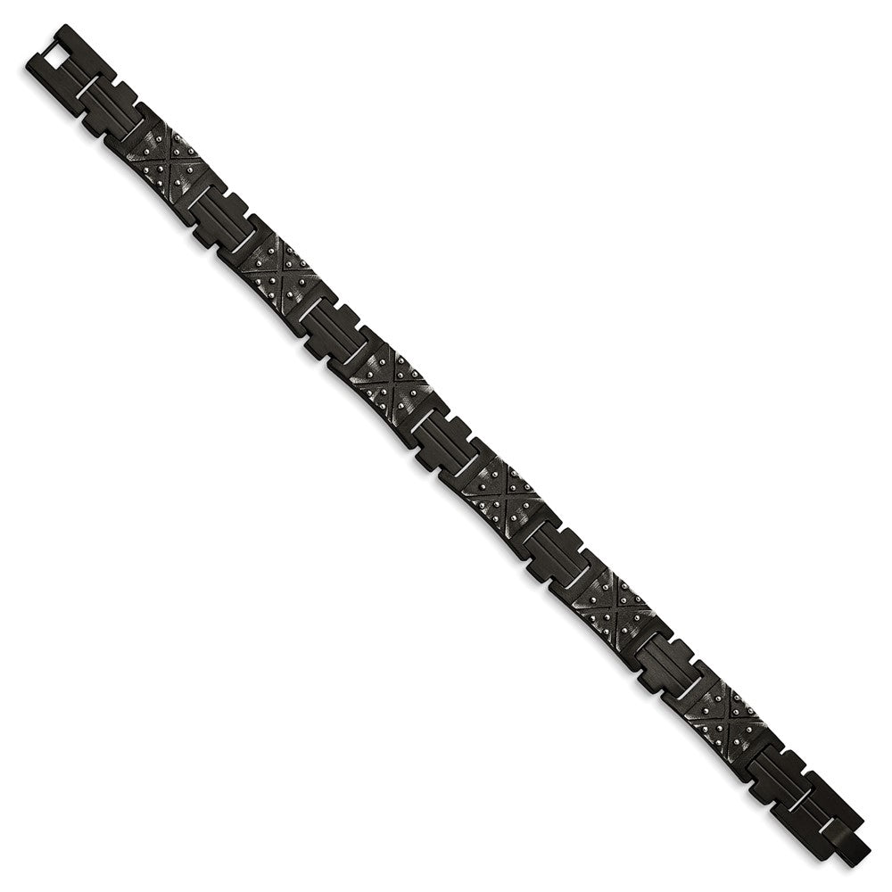 Chisel Stainless Steel Antiqued and Brushed Black IP-plated 9.25 inch Link Bracelet SRB3030-9.25