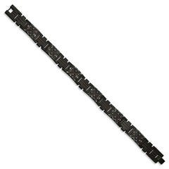 Chisel Stainless Steel Antiqued and Brushed Black IP-plated 9.25 inch Link Bracelet SRB3030-9.25
