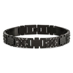 Chisel Stainless Steel Antiqued and Brushed Black IP-plated 9.25 inch Link Bracelet SRB3030-9.25