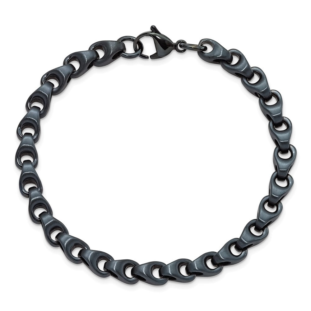Chisel Stainless Steel Brushed Dark Grey/Blue IP-plated 5.75mm 8.5 inch Bracelet SRB3041-8.5