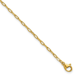 Chisel Stainless Steel Polished Yellow IP-plated Enlongated Open Paperclip Link 7.25 inch Chain Bracelet SRB3048-7.25
