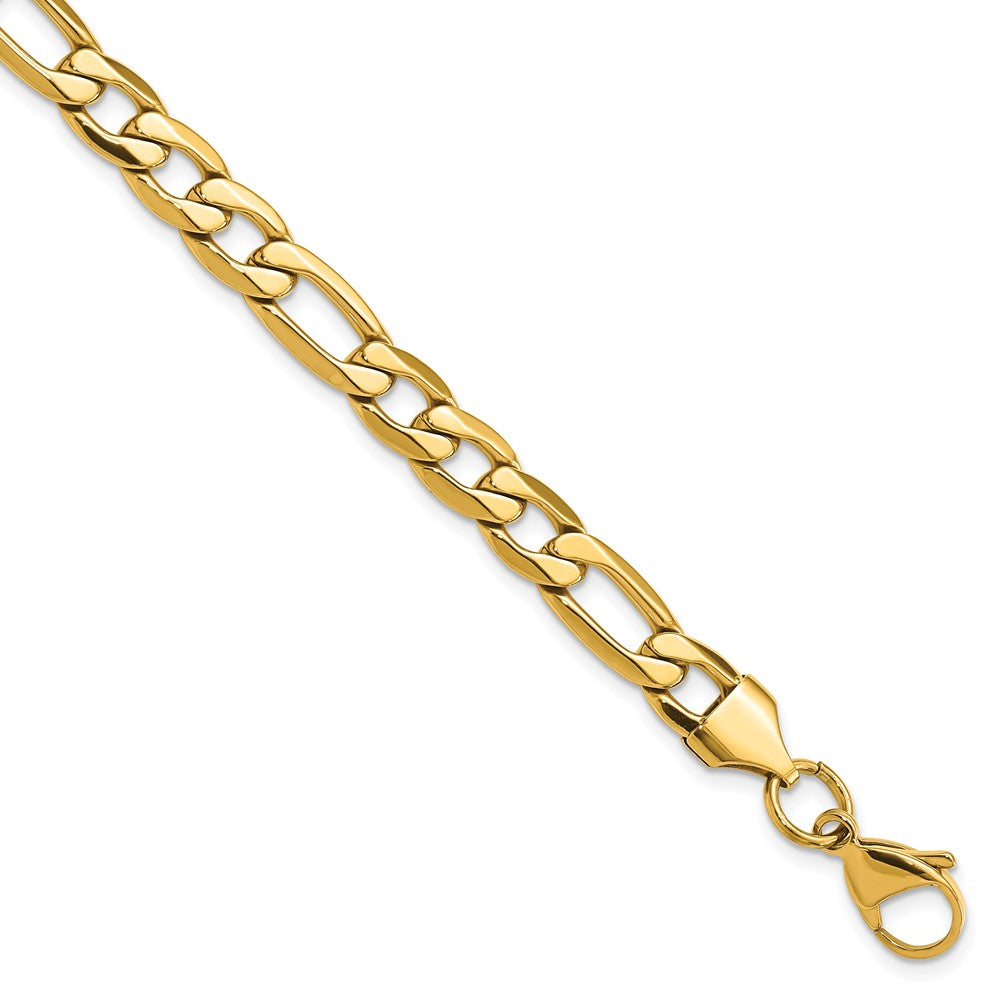 Chisel Stainless Steel Polished Yellow IP-plated 7.50mm 8.25 inch Figaro Bracelet SRB3050-8.25