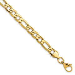 Chisel Stainless Steel Polished Yellow IP-plated 7.50mm 8.25 inch Figaro Bracelet SRB3050-8.25