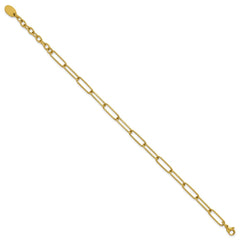 Chisel Stainless Steel Polished Yellow IP-plated Elongated Open Link Paperclip 7 inch Bracelet with 1.25 inch Extension SRB3054-7
