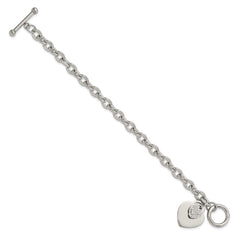 Chisel Stainless Steel Polished Two Hearts with CZ 7.5 inch Toggle Bracelet SRB3058-7.5