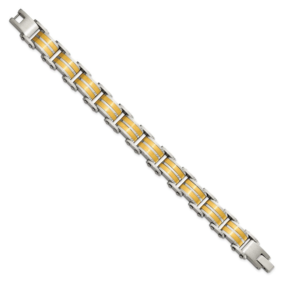 Chisel Stainless Steel Brushed and Polished Yellow IP-plated 8.25 inch Link Bracelet SRB3060-8.25