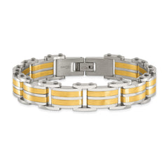 Chisel Stainless Steel Brushed and Polished Yellow IP-plated 8.25 inch Link Bracelet SRB3060-8.25