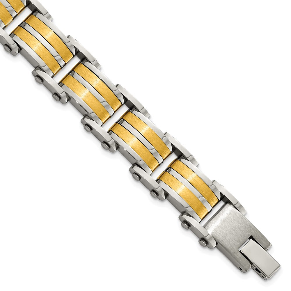 Chisel Stainless Steel Brushed and Polished Yellow IP-plated 8.25 inch Link Bracelet SRB3060-8.25