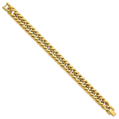 Chisel Stainless Steel Polished Yellow IP-plated 12mm 8.5 inch Heavy Curb Link Bracelet SRB3066-8.5