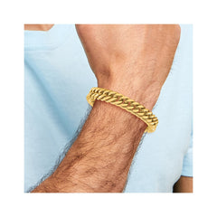 Chisel Stainless Steel Polished Yellow IP-plated 12mm 8.5 inch Heavy Curb Link Bracelet SRB3066-8.5