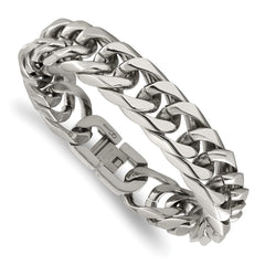 Chisel Stainless Steel Polished 8.25 inch Heavy Curb Link Bracelet SRB3067-8.25