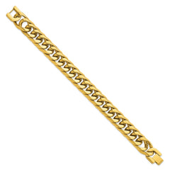 Chisel Stainless Steel Polished Yellow IP-plated 16mm 8.5 inch Heavy Curb Link Bracelet SRB3068-8.5