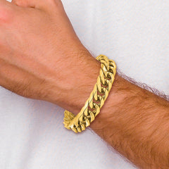 Chisel Stainless Steel Polished Yellow IP-plated 16mm 8.5 inch Heavy Curb Link Bracelet SRB3068-8.5