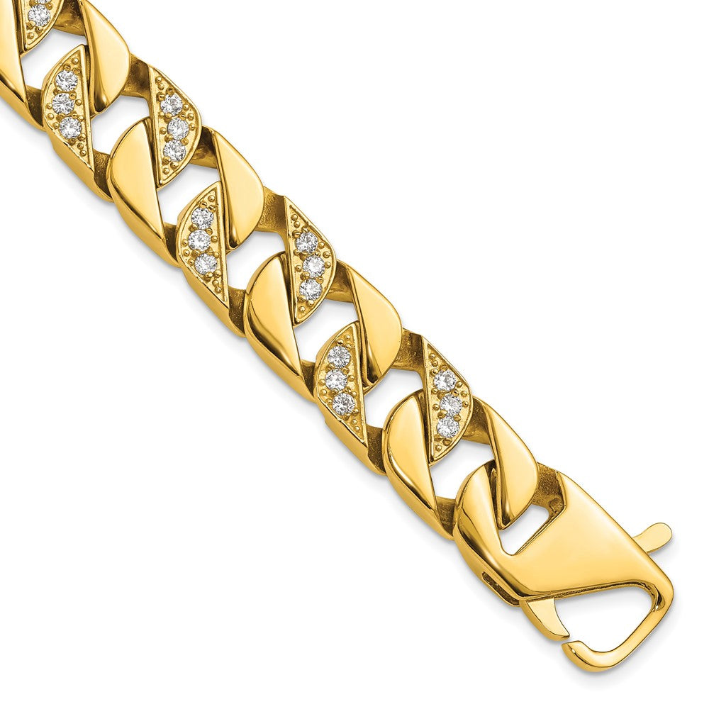 Chisel Stainless Steel Polished Yellow IP-plated with CZ 8.5 inch Curb Link Bracelet SRB3070-8.5