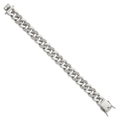 Chisel Stainless Steel Polished with CZ 8 inch Curb Link Bracelet SRB3072-8