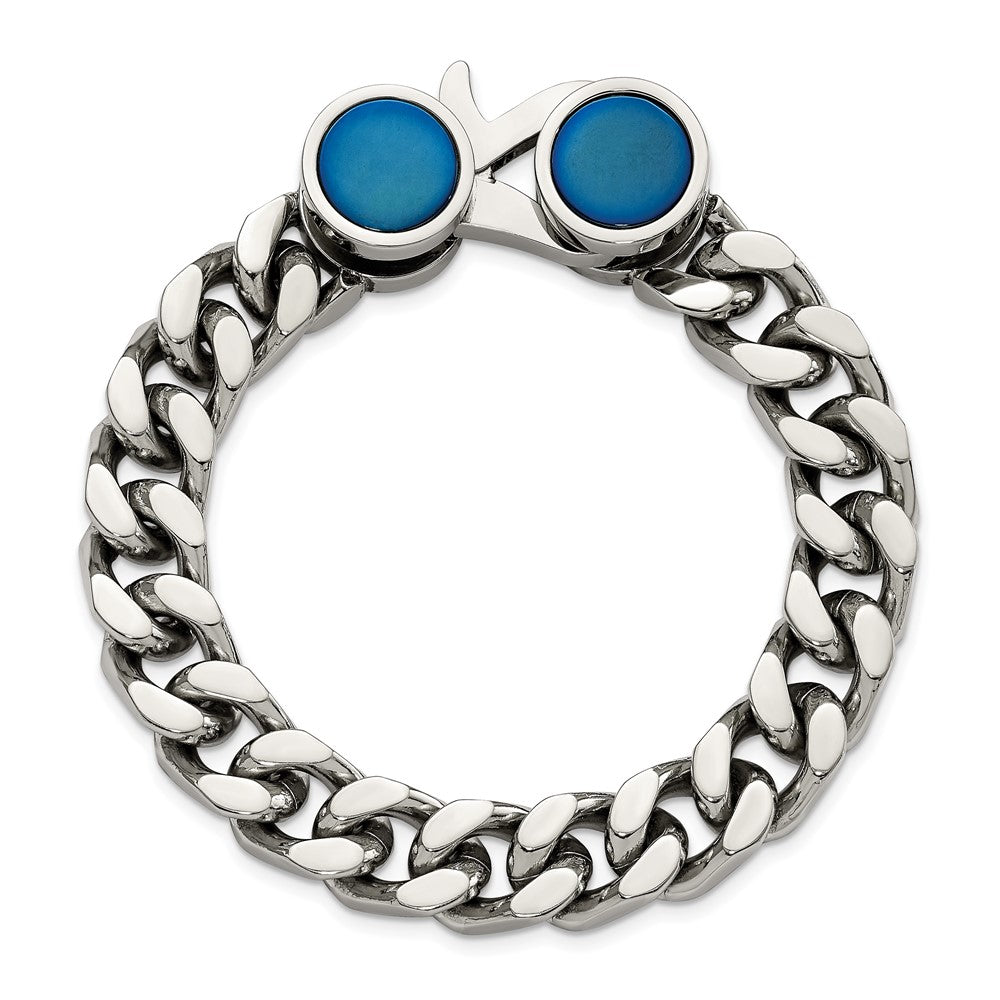 Chisel Stainless Steel Polished Blue IP-plated 8 inch Curb Link Bracelet SRB3073-8