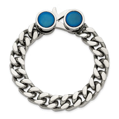 Chisel Stainless Steel Polished Blue IP-plated 8 inch Curb Link Bracelet SRB3073-8