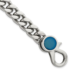Chisel Stainless Steel Polished Blue IP-plated 8 inch Curb Link Bracelet SRB3073-8