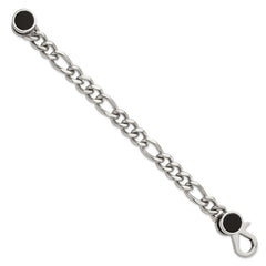 Chisel Stainless Steel Polished with Black Agate 8 inch Figaro Link Bracelet SRB3074-8