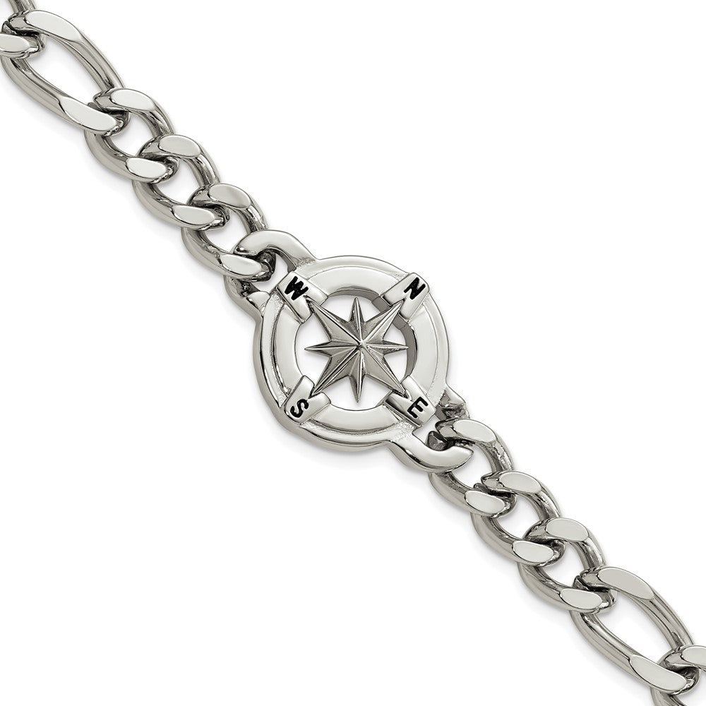 Chisel Stainless Steel Polished Compass 8.75 inch Bracelet SRB3075-8.75