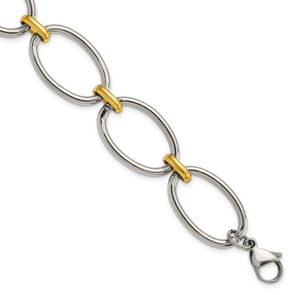 Chisel Stainless Steel Polished Yellow IP-plated Open Link 7.5 inch Bracelet with 1 inch Extension SRB3076-7.5