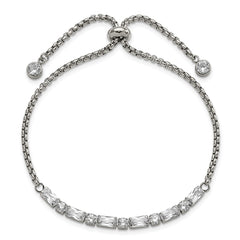 Chisel Stainless Steel Polished with CZ Adjustable Bracelet SRB3083