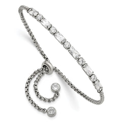 Chisel Stainless Steel Polished with CZ Adjustable Bracelet SRB3083