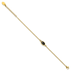 Chisel Stainless Steel Polished Yellow IP-plated with Black Enameled Stars 6.5 inch Bracelet with 1.5 inch Extension SRB3103-6.5