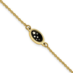 Chisel Stainless Steel Polished Yellow IP-plated with Black Enameled Stars 6.5 inch Bracelet with 1.5 inch Extension SRB3103-6.5