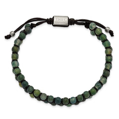 Chisel Stainless Steel Brushed Green Agate Black Nylon Adjustable Bracelet SRB3143