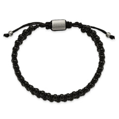 Chisel Stainless Steel Brushed Black Agate Black Nylon Adjustable Bracelet SRB3144
