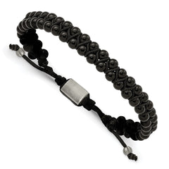 Chisel Stainless Steel Brushed Black Agate Black Nylon Adjustable Bracelet SRB3144