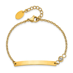 Chisel Stainless Steel Polished Yellow IP-plated with Crystal 6.75 inch ID Bracelet with 1 inch Extension SRB3145-6.75
