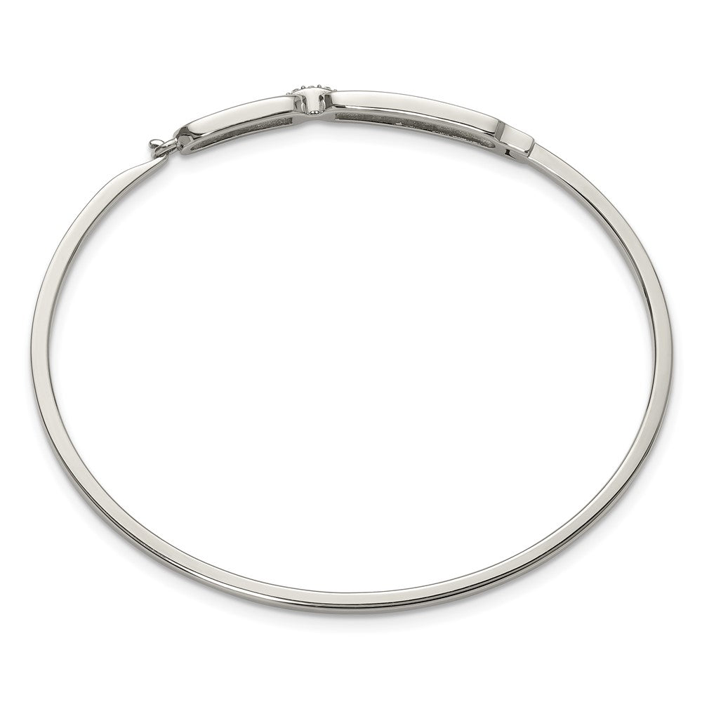 Chisel Stainless Steel Polished with Crystals 6.5 inch Hinged Bangle SRB3150