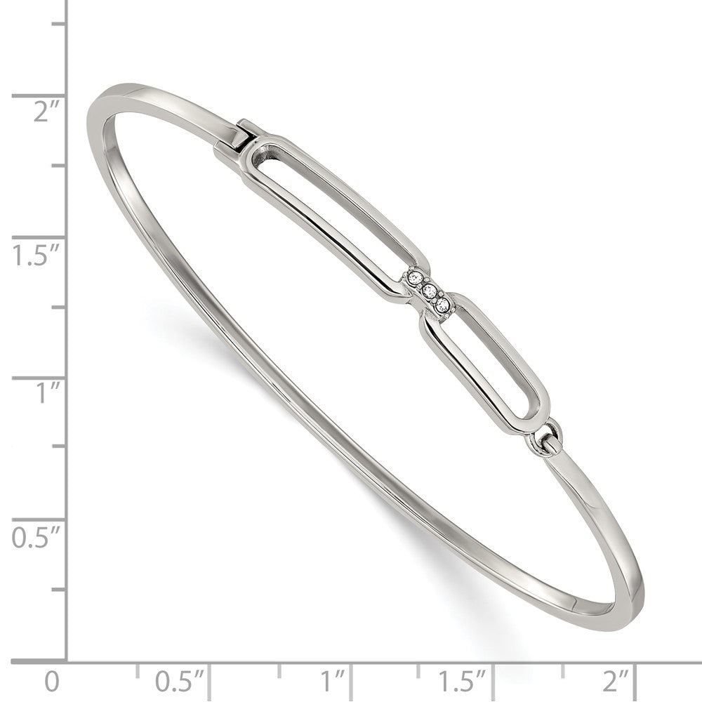Chisel Stainless Steel Polished with Crystals 6.5 inch Hinged Bangle SRB3150