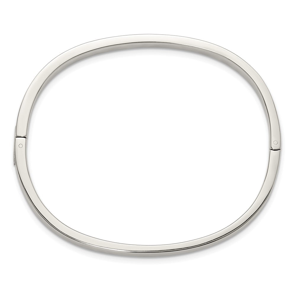 Chisel Stainless Steel Polished with Crystals 4mm 7 inch Hinged Bangle SRB3153