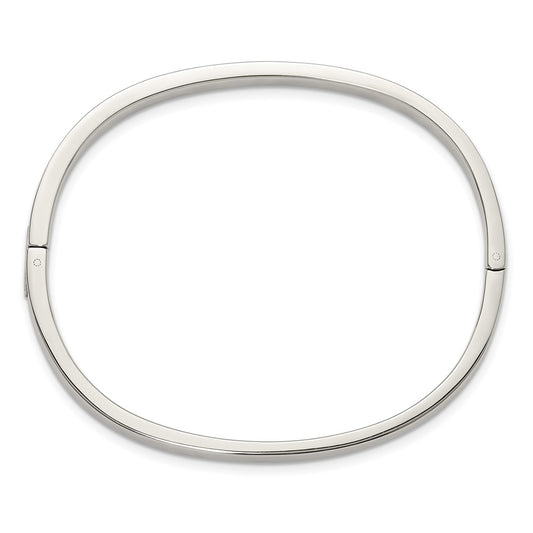 Chisel Stainless Steel Polished with Crystals 4mm 7 inch Hinged Bangle SRB3153