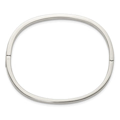 Chisel Stainless Steel Polished with Crystals 4mm 7 inch Hinged Bangle SRB3153