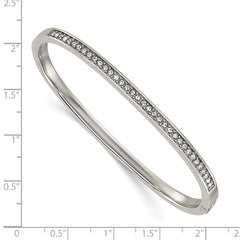 Chisel Stainless Steel Polished with Crystals 4mm 7 inch Hinged Bangle SRB3153