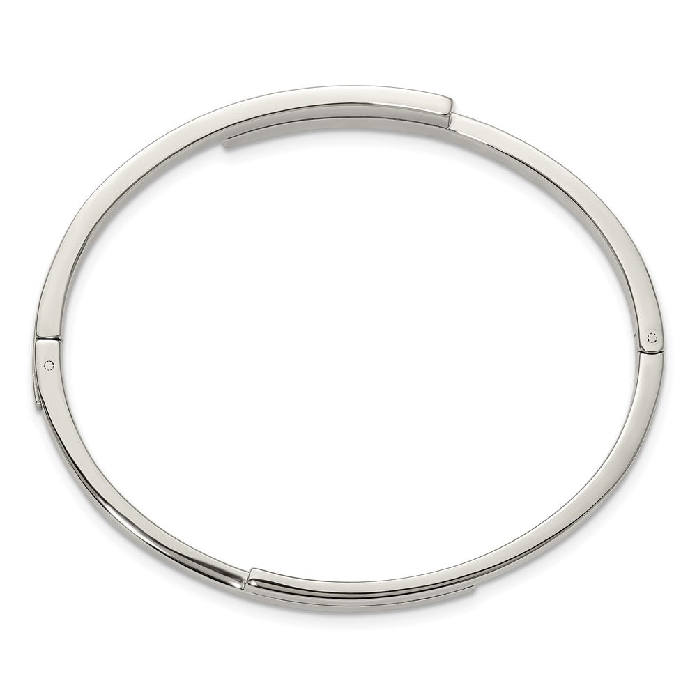 Chisel Stainless Steel Polished with Crystals 6.75 inch Hinged Bangle SRB3155