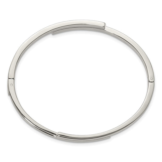 Chisel Stainless Steel Polished with Crystals 6.75 inch Hinged Bangle SRB3155