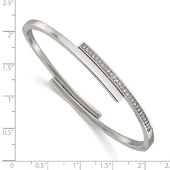 Chisel Stainless Steel Polished with Crystals 6.75 inch Hinged Bangle SRB3155