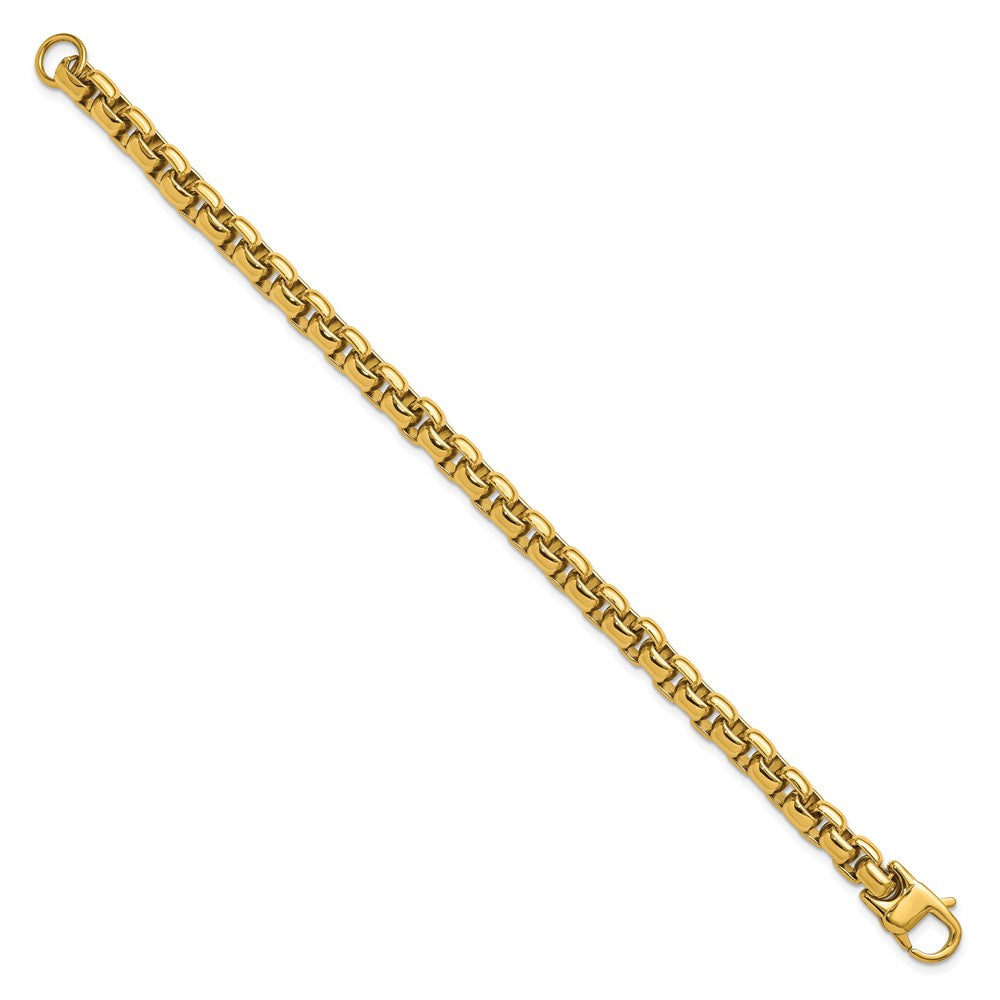 Chisel Stainless Steel Polished Yellow IP-plated 8mm 9 inch Round Box Chain Bracelet SRB3160-9