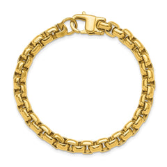 Chisel Stainless Steel Polished Yellow IP-plated 8mm 9 inch Round Box Chain Bracelet SRB3160-9